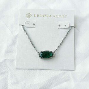 Kendra Scott Elisa Green Cat's Eye Silver Necklace